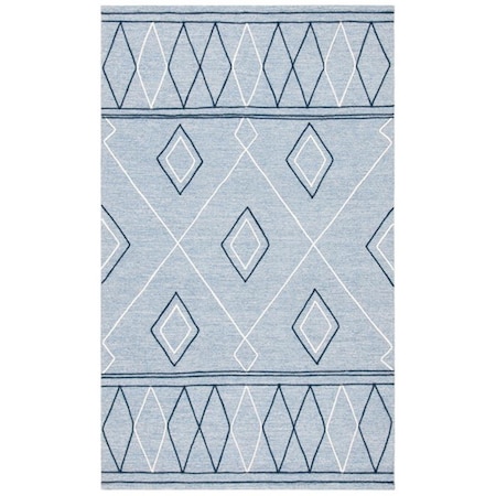 Safavieh 8 x 10 ft. Striped Kilim Contemporary Rectangle Hand Woven Rug - Light Blue & Ivory STK510M-8